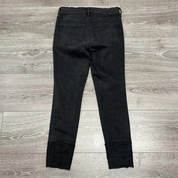 Ann Taylor Petite The Skinny Black Wash Denim Jeans with Lace Hem 2P - Picture 15 of 15